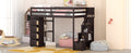 Twin size Loft Bed with Storage Drawers and Stairs espresso-solid wood