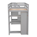 Twin size Loft Bed with Storage Drawers and Stairs gray-solid wood