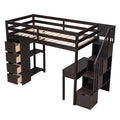 Twin size Loft Bed with Storage Drawers ,Desk and espresso-solid wood