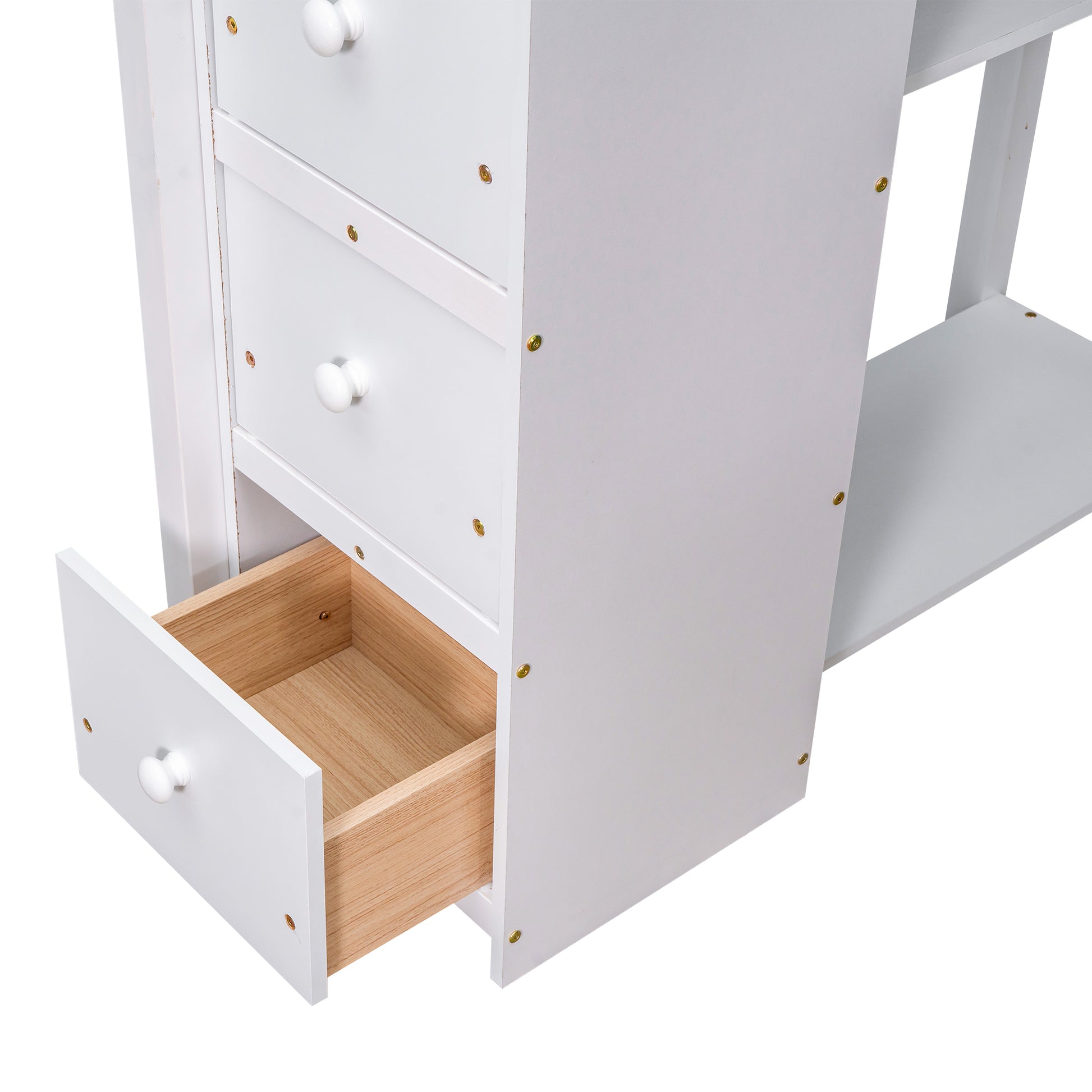 Twin size Loft Bed with Storage Drawers ,Desk and white-solid wood