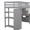 Twin size Loft Bed with Storage Drawers ,Desk and gray-solid wood