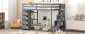 Twin size Loft Bed with Storage Drawers and Stairs gray-solid wood