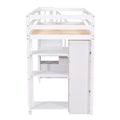 Twin size Loft Bed with Storage Drawers ,Desk and white-solid wood