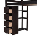 Twin size Loft Bed with Storage Drawers ,Desk and espresso-solid wood