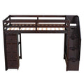 Twin size Loft Bed with Storage Drawers and Stairs espresso-solid wood