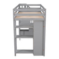 Twin size Loft Bed with Storage Drawers ,Desk and gray-solid wood