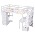 Twin size Loft Bed with Storage Drawers ,Desk and white-solid wood