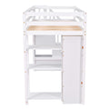 Twin size Loft Bed with Storage Drawers and Stairs white-solid wood