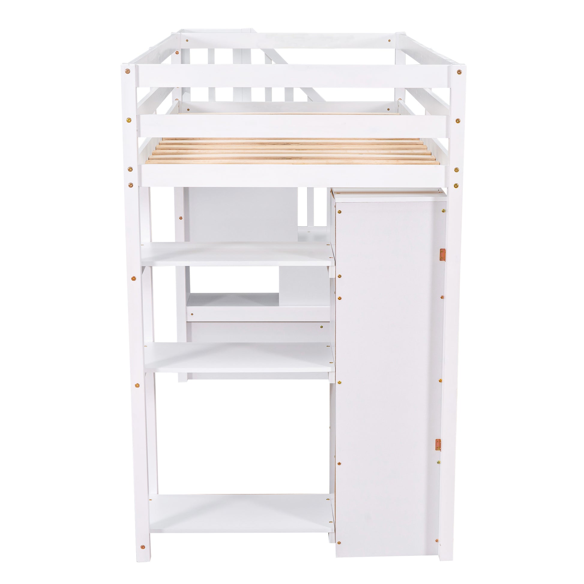 Twin size Loft Bed with Storage Drawers and Stairs white-solid wood