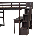 Twin size Loft Bed with Storage Drawers ,Desk and espresso-solid wood