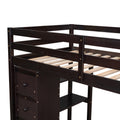 Twin size Loft Bed with Storage Drawers ,Desk and espresso-solid wood