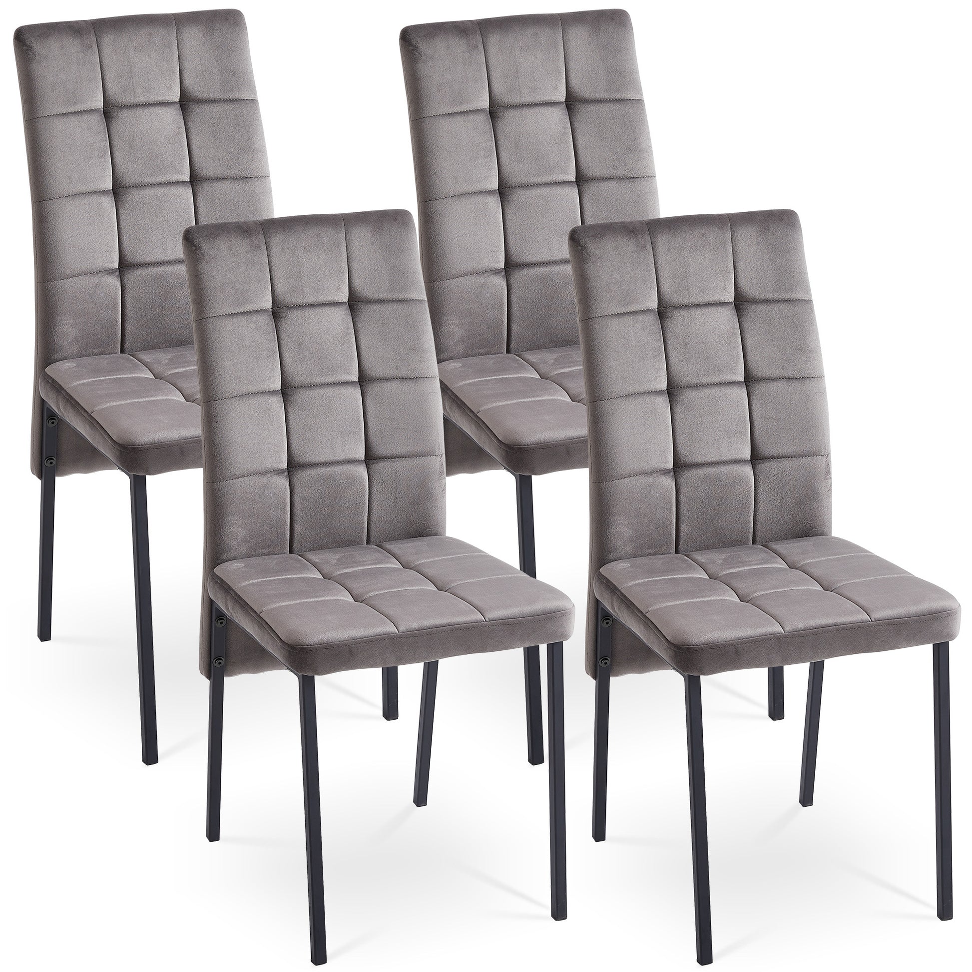 Grey Velvet High Back Nordic Dining Chair Modern metal-plaid-grey-dining room-powder