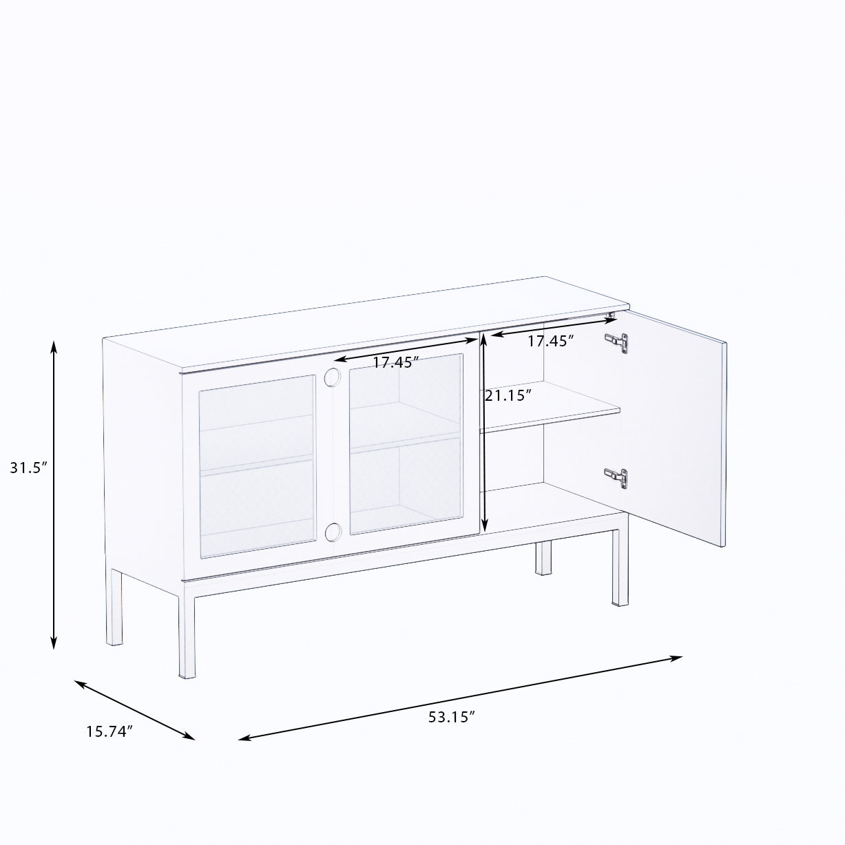 Dining Sideboard With 2 Glass Doors In A Semi