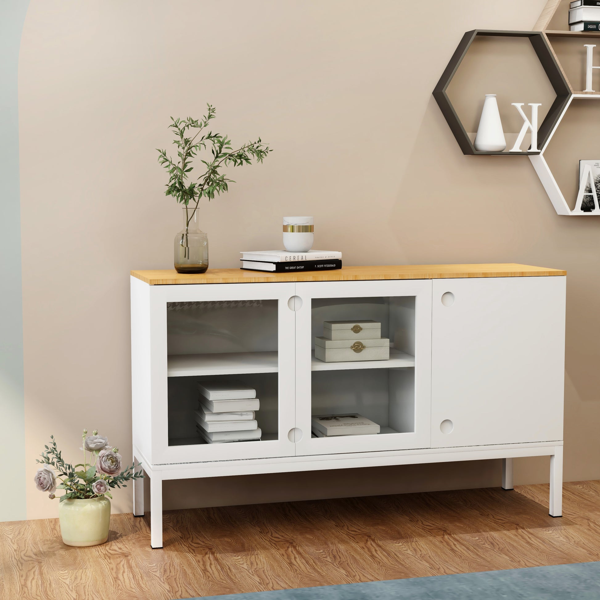 Dining Sideboard With 2 Glass Doors In A Semi