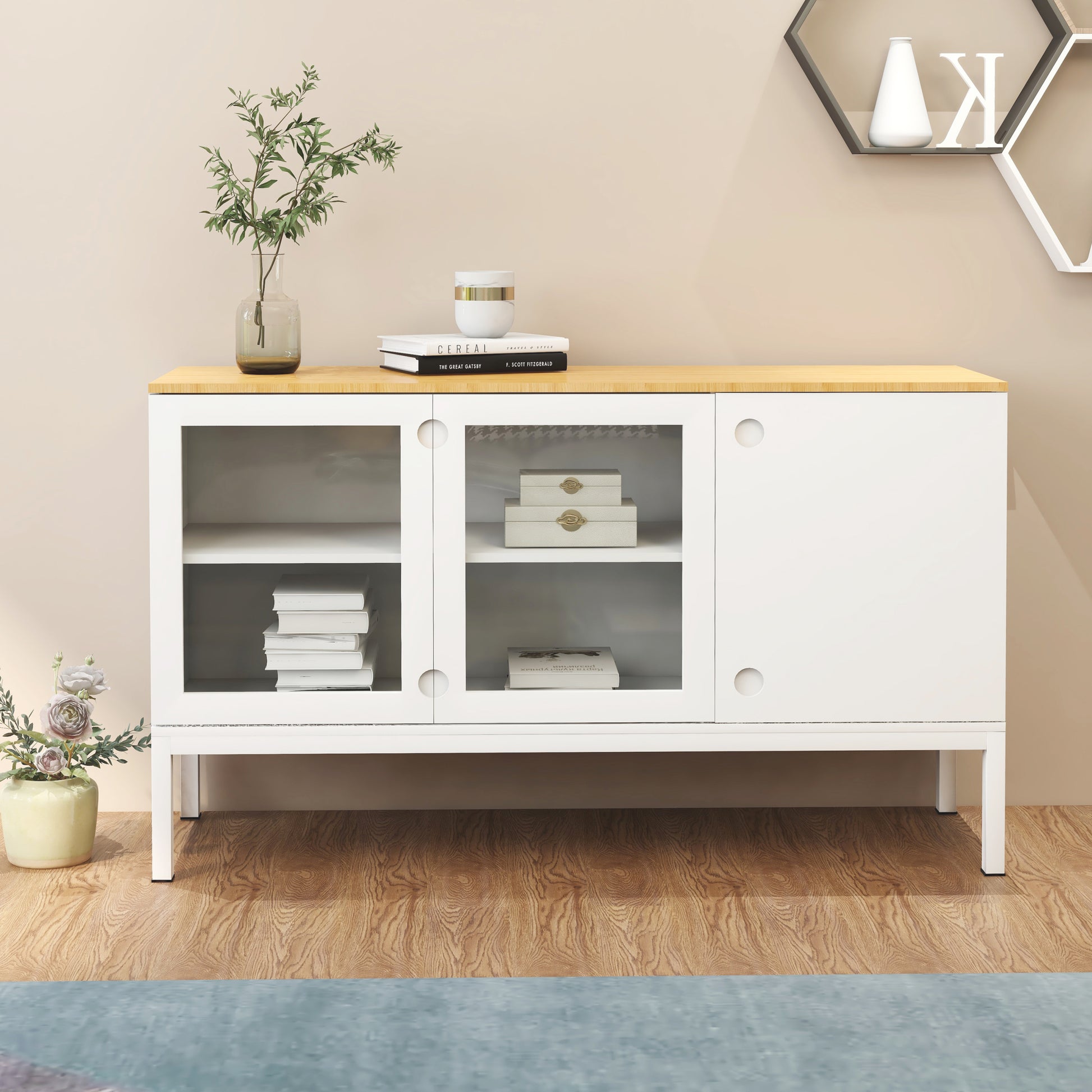 Dining Sideboard With 2 Glass Doors In A Semi