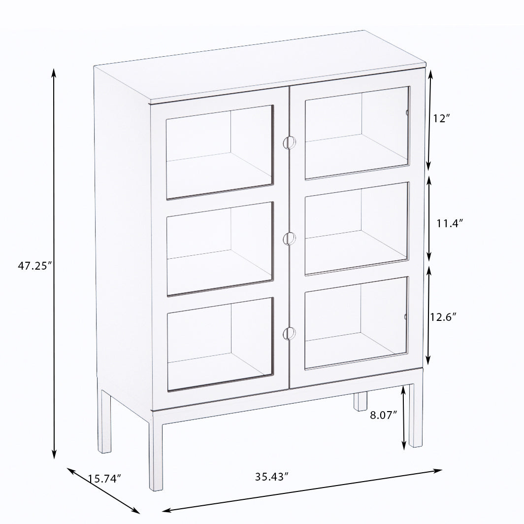 Two door Three tier Shelf Bookcase Cabinet