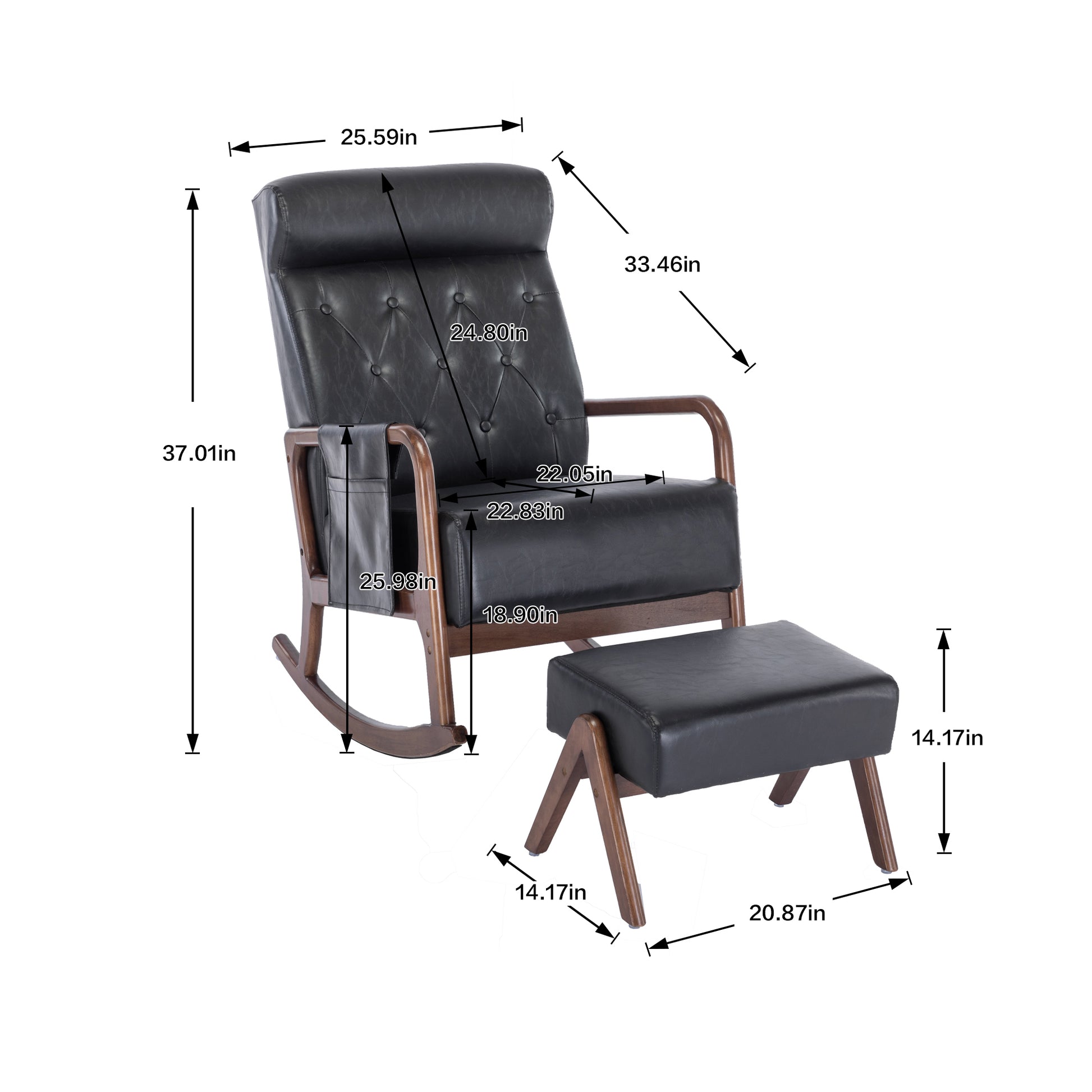 Coolmore Rocking Chair With Ottoman, Mid Century