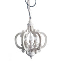 Antiqued Wood And Metal Chandelier, White