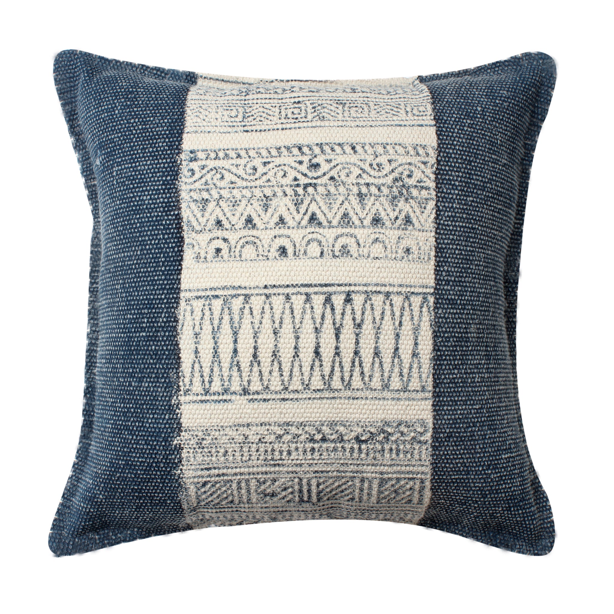 18 x 18 Square Handwoven Accent Throw Pillow blue-cotton