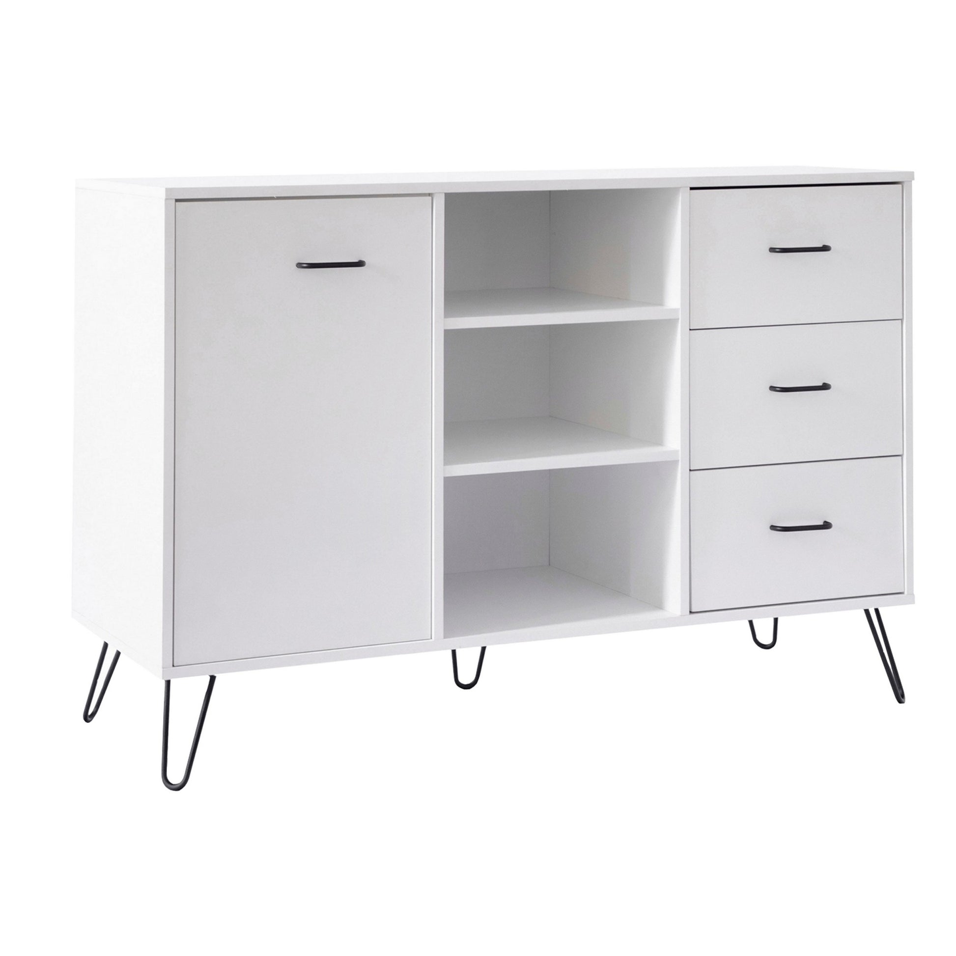 49 Inch Sideboard Buffet Console Cabinet with 3 white-solid wood