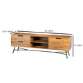 Roomy Wooden Media Console with Slanted Metal