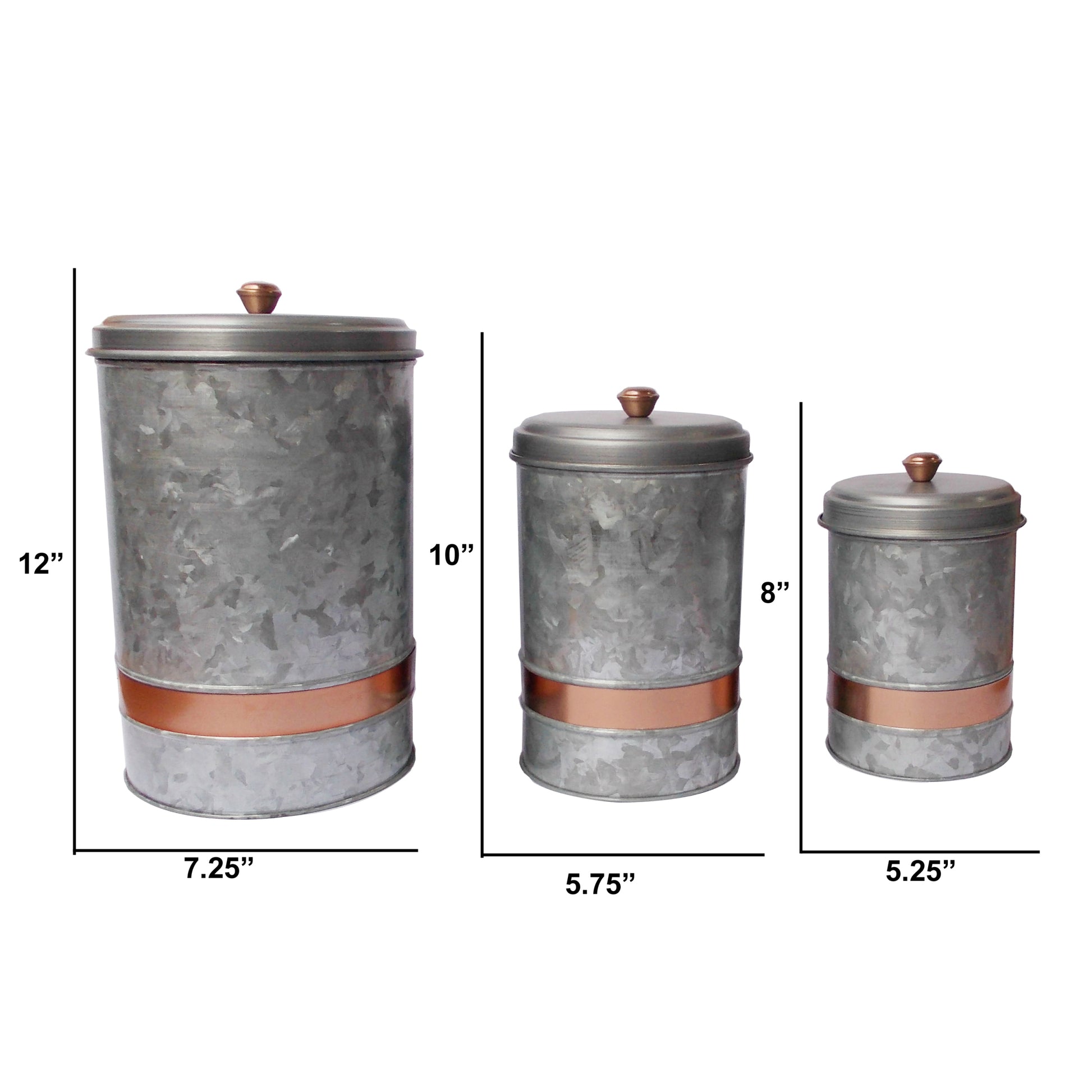 Benzara Amc0014 Galvanized Metal Lidded Canister