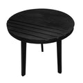 18 Inch Round Mango Wood Side End Table, Grooved black-solid wood