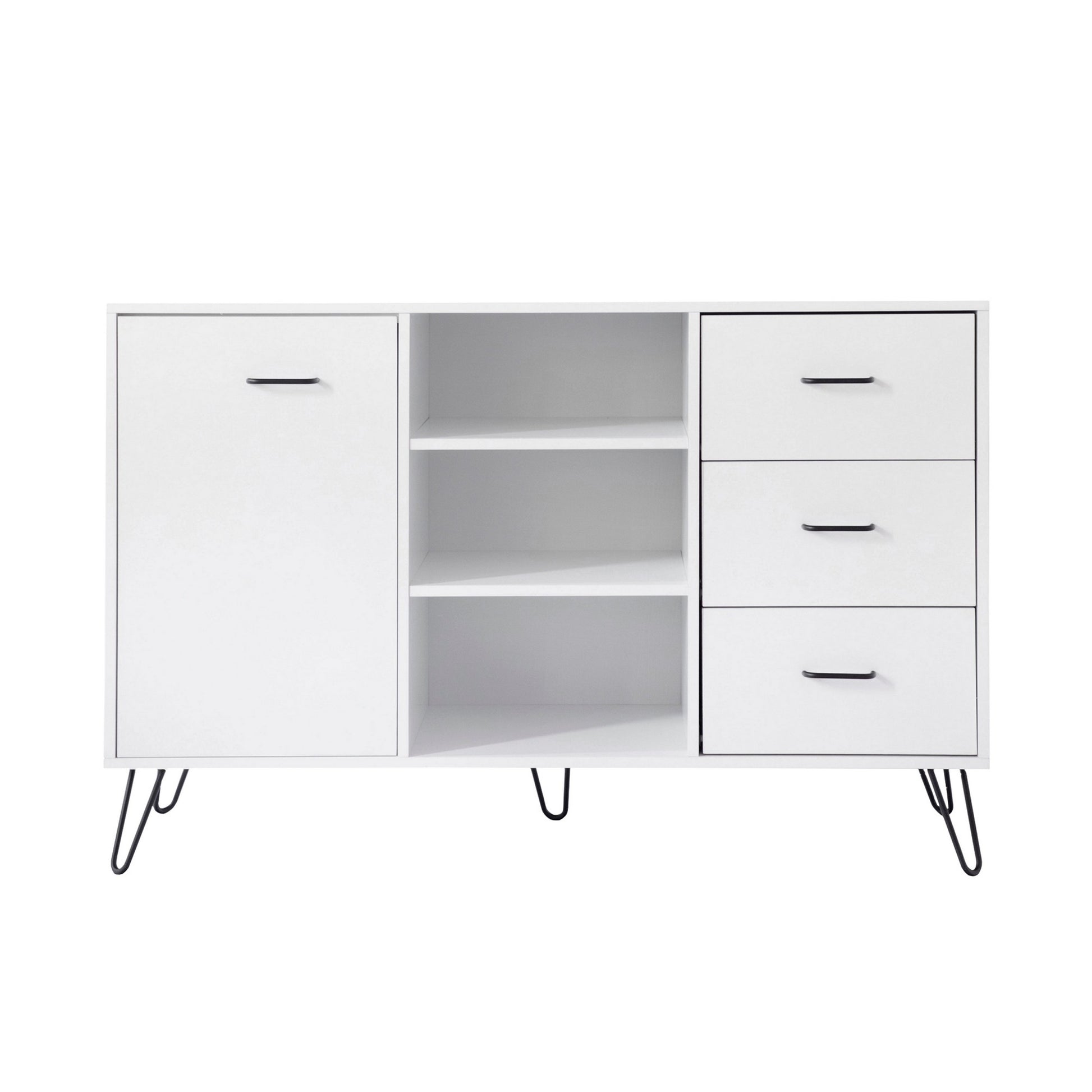 49 Inch Sideboard Buffet Console Cabinet with 3 white-solid wood