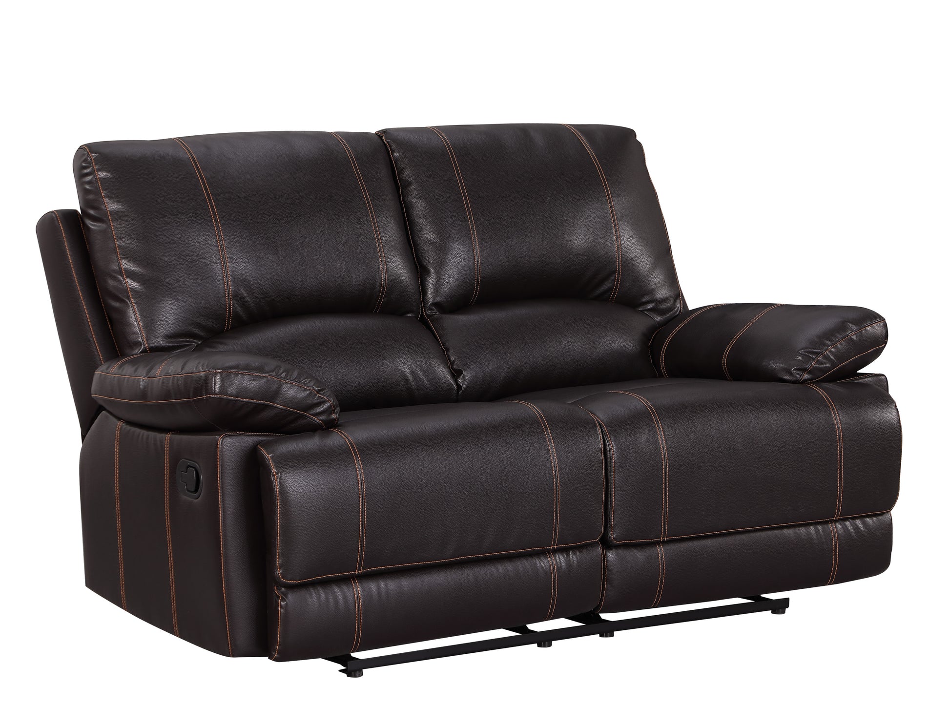 Leather Air Recliining Loveseat brown-foam-leather