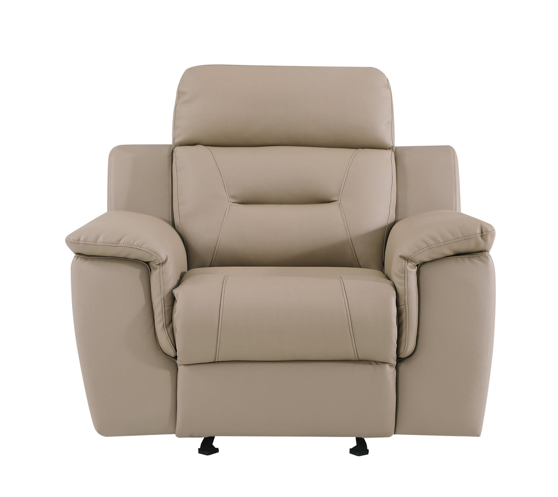 Reclining Modern Leather Air Upholstered beige-foam-leather