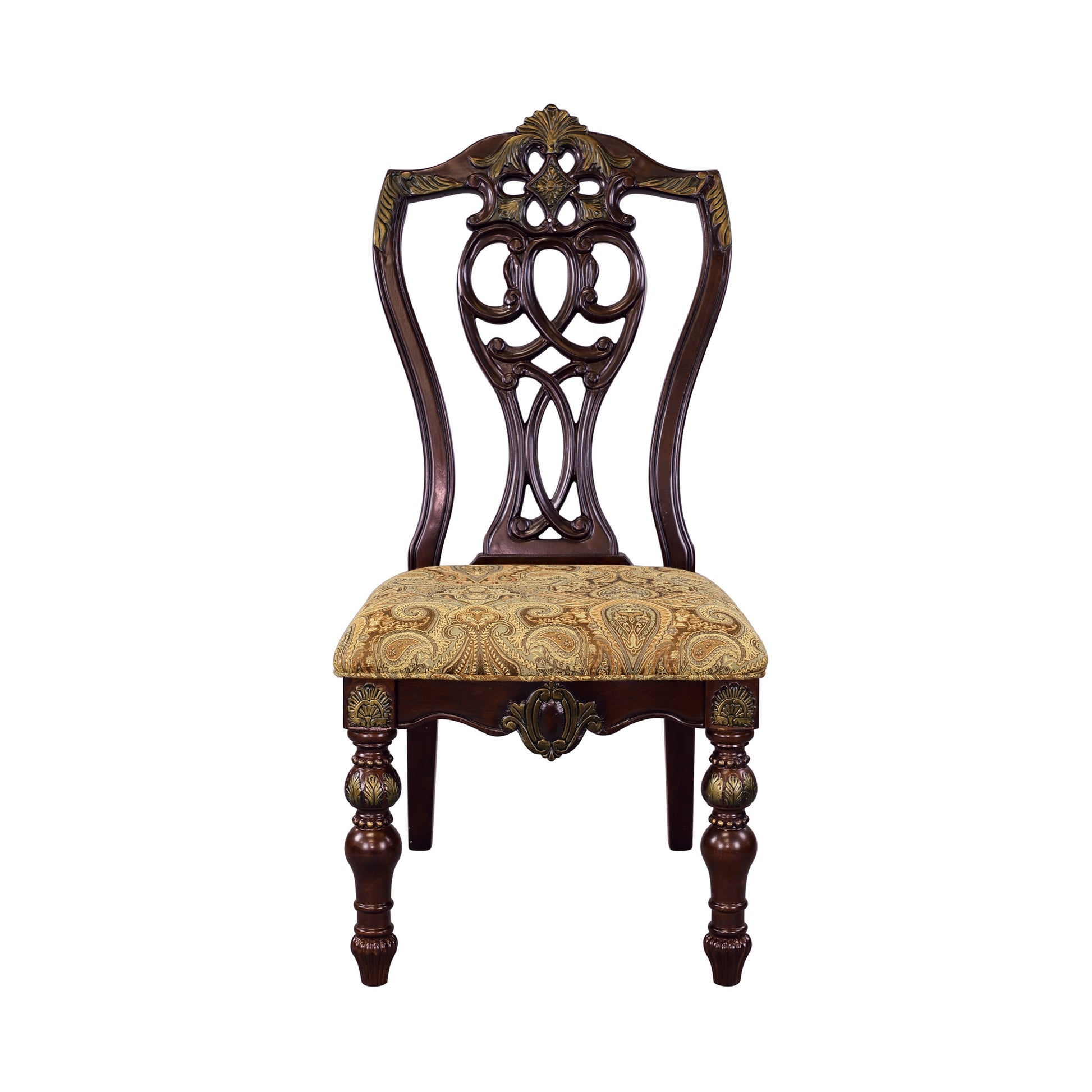 Formal Traditional Dining Chairs 2pc Set Dark Cherry cherry-dining room-european-traditional-side