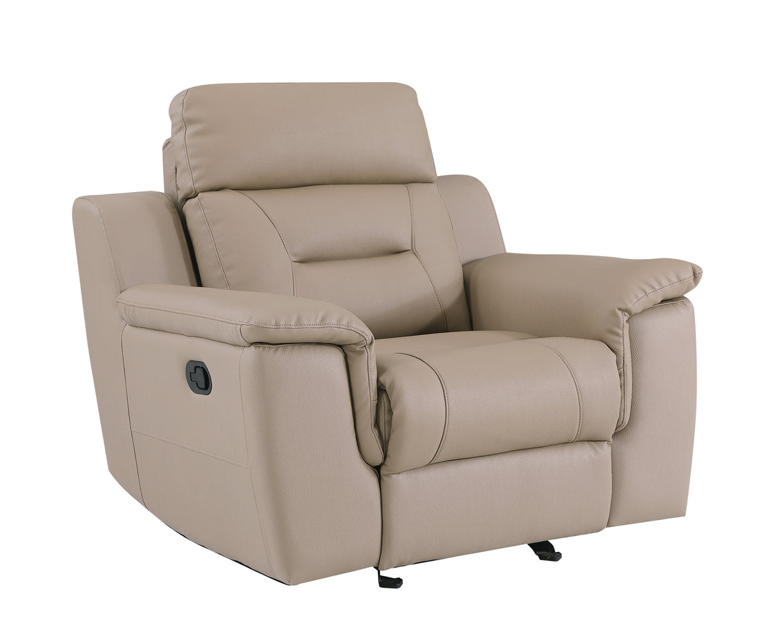 Reclining Modern Leather Air Upholstered beige-foam-leather