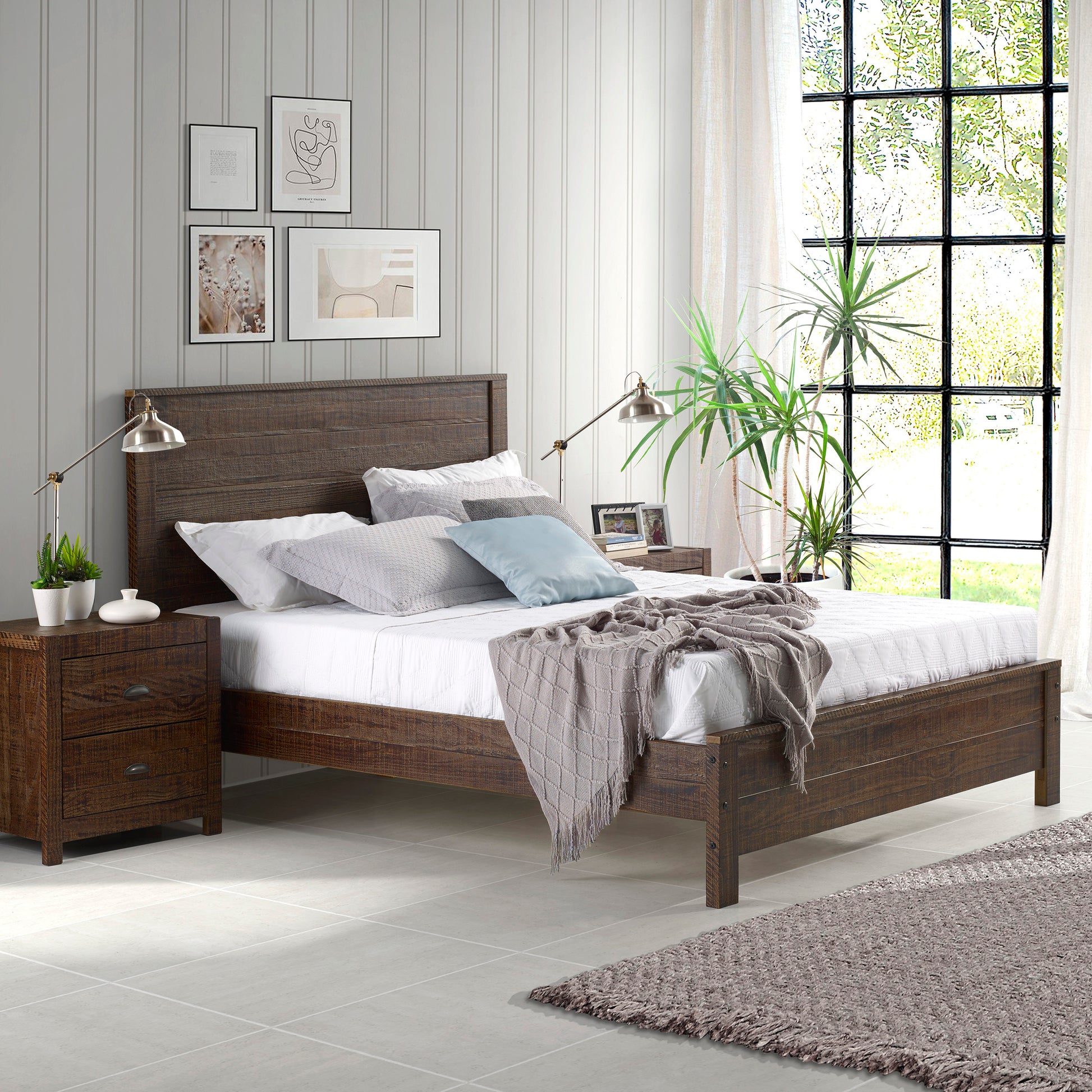 Albany 3 Piece Full Bed Set, Heavy Duty Solid Wood espresso-solid wood