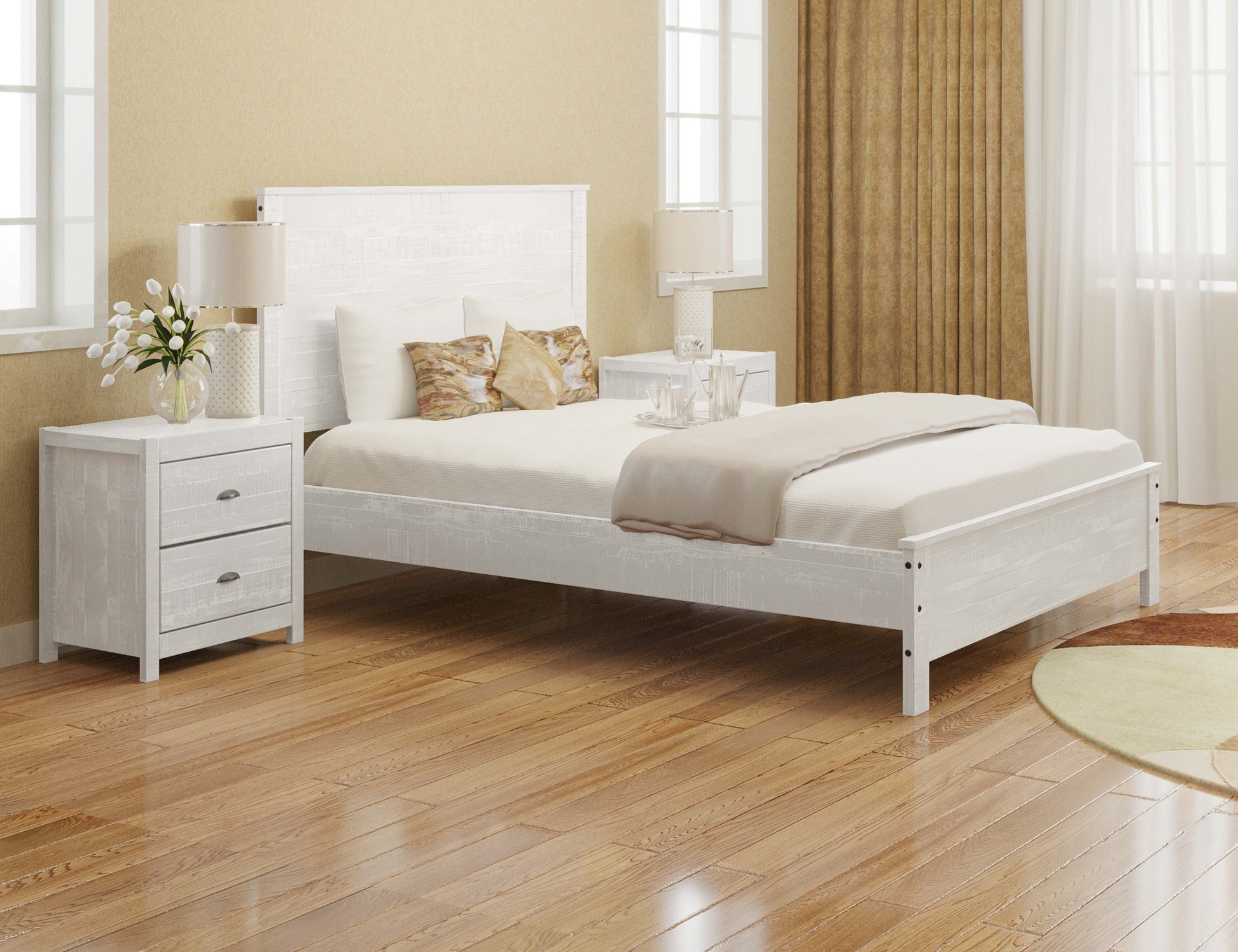 Albany 3 Piece Full Bed Set, Heavy Duty Solid Wood white-solid wood