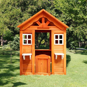 All Wooden Kids Playhouse With 2 Windows And