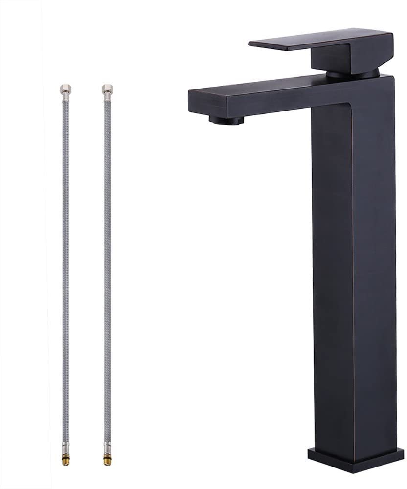 BATHROOM FAUCET Single Handle Bathroom Sink Faucet matte black-stainless steel