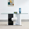 Large Modern Minimalist Rectangular Glass Dining Table transparent-glass