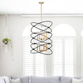 Transitional Gold Matte Black Metal Chandelier