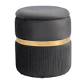 Techni Mobili Modern Velvet Round Ottoman with grey+gold-grey-fabric