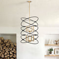 Transitional Gold Matte Black Metal Chandelier