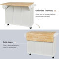 Kitchen Cart with Rubber wood Drop Leaf Countertop white-mdf