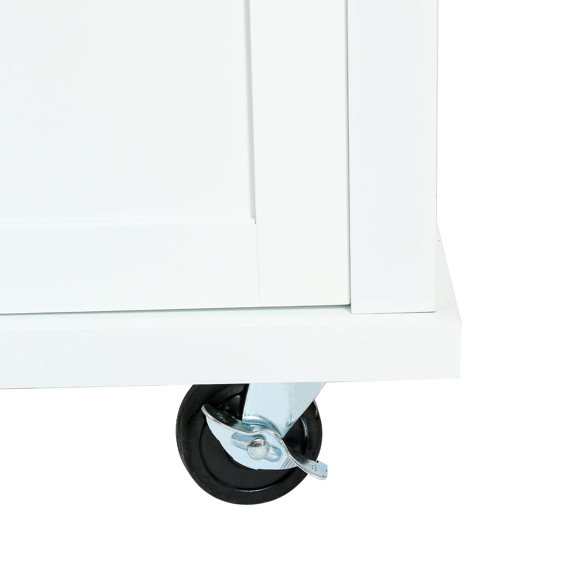 Kitchen Cart with Rubber wood Drop Leaf Countertop white-mdf