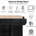 Kitchen Cart with Rubber wood Drop Leaf Countertop black-mdf