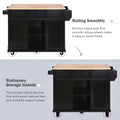 Kitchen Cart with Rubber wood Drop Leaf Countertop black-mdf