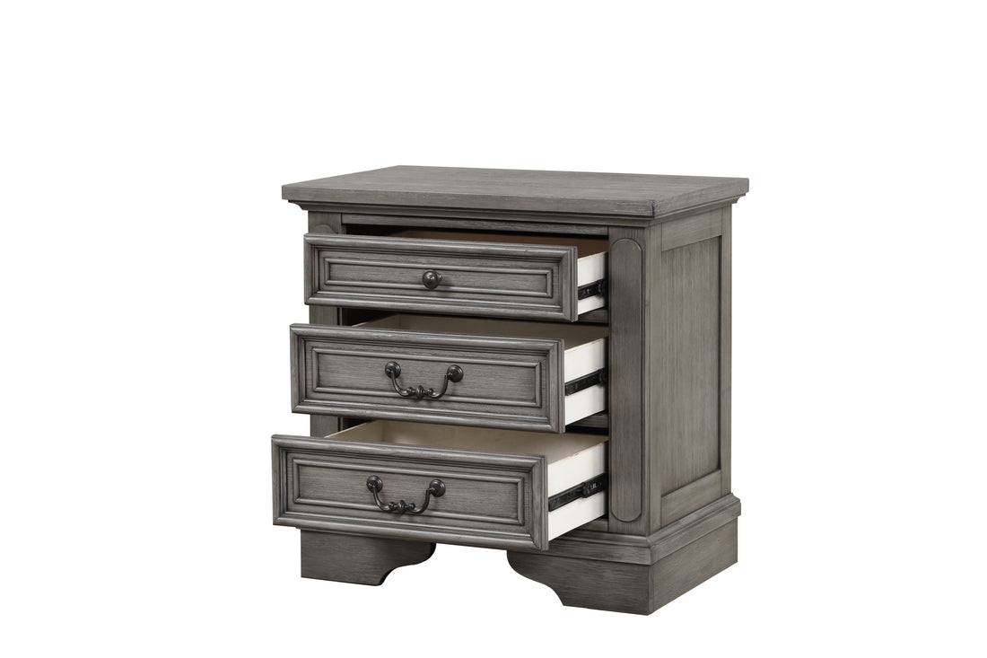 Grace Traditional Style 3 Drawer Nightstand Made