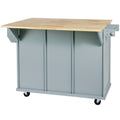 Kitchen Cart with Rubber wood Drop Leaf Countertop blue-mdf