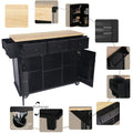 Kitchen Cart with Rubber wood Drop Leaf Countertop black-mdf