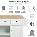 Kitchen Cart with Rubber wood Drop Leaf Countertop white-mdf