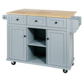 Kitchen Cart with Rubber wood Drop Leaf Countertop blue-mdf