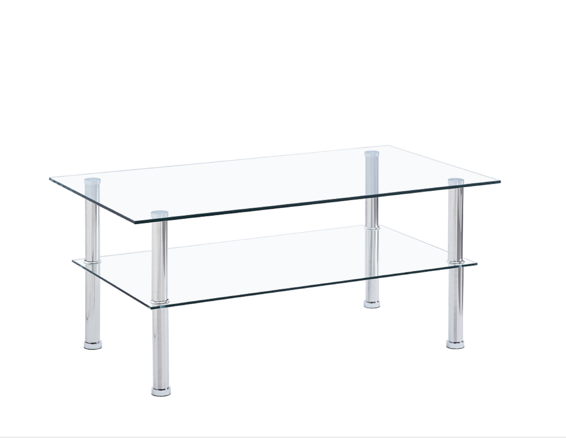 Clear Clear Glass Coffee Table, Tempered Glass